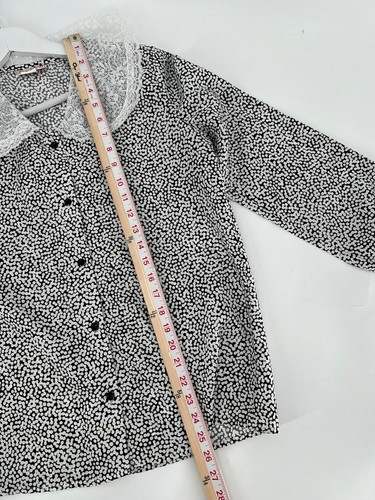 Joseph II Vintage Bluse Damen 12 schwarz weiß Spitzenkragen Tupfen Knopf - Bild 14 von 15