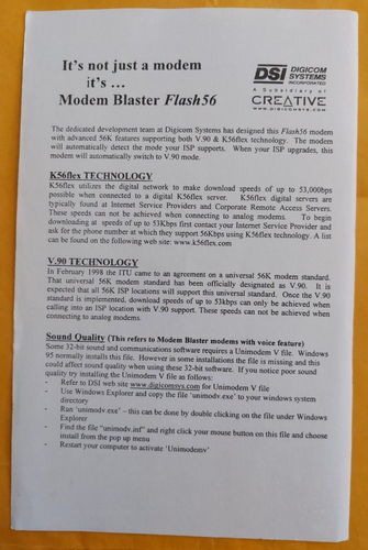 Creative Labs Modem Blaster Di5630 PCI MODEM - Picture 6 of 7