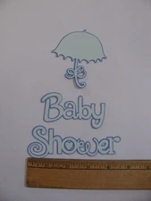 BABY SHOWER Blue 3 Piece Set Die Cut Paper Pieces