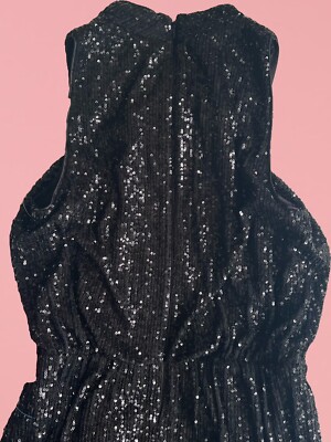 Eliza J Dress Womens Size 10 Black Feather Trim Sequined Cocktail Party  Vintage | eBay