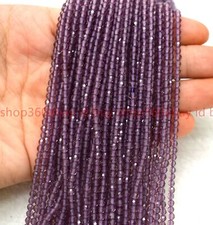 Beautiful Natural 3mm Faceted Purple Spinel Round Gemstone Loose Beaded 15in