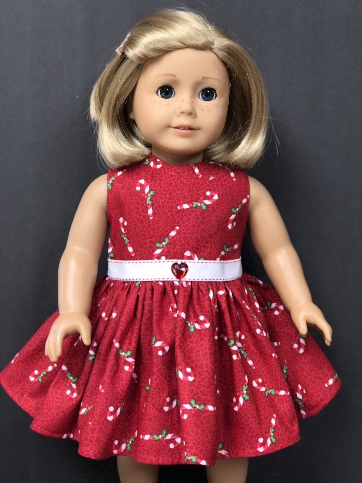 18” Doll clothes Fit American Girl doll Red Christmas Dress Shrug Purse