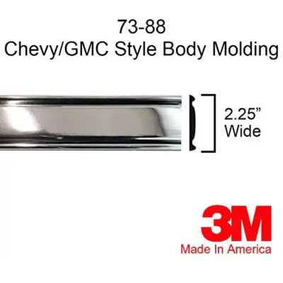 1973-1987 Chevy GMC Chrome Side Trim Molding Body C10 C20 K10 Quarter Roll 80''