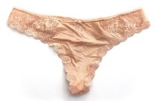 Victoria's Secret Thong Panty Dream Angels Beige Blush Shimmer Foil L