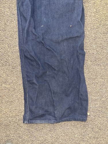 70s Indigo Dark Wash 'Fir' Denim Workwear Utility Dungaree Bib Overalls - Picture 20 of 24