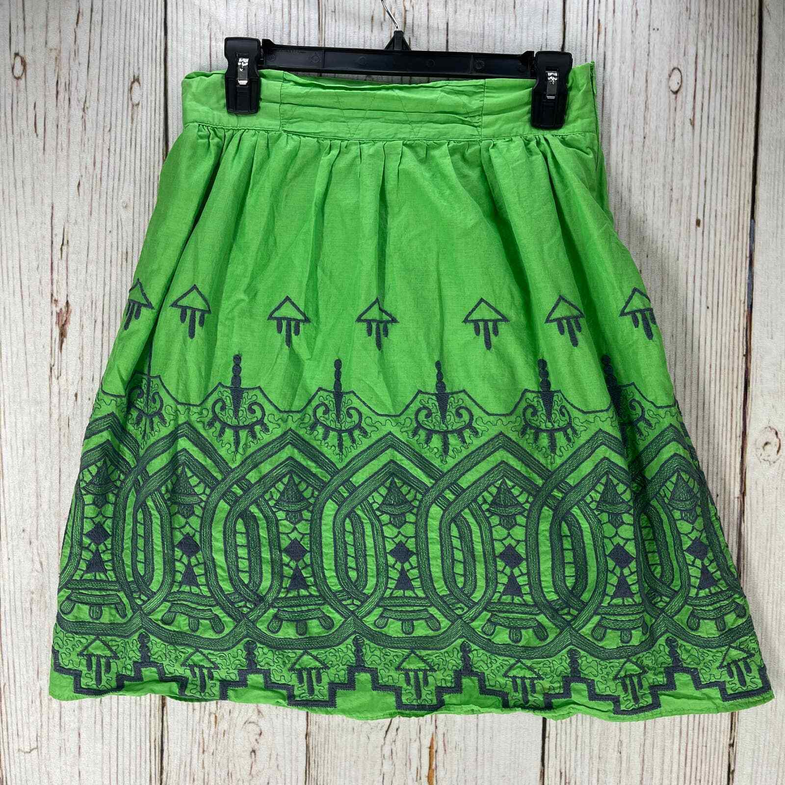 Down East Basics Skirt Women Medium Green Gray Embroidered Bohemian Boho |  eBay
