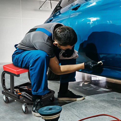 Mechanic Stool Creeper Trolley Seat Padded Rolling Shop Garage Tool Swivel Chair - Picture 9 of 20