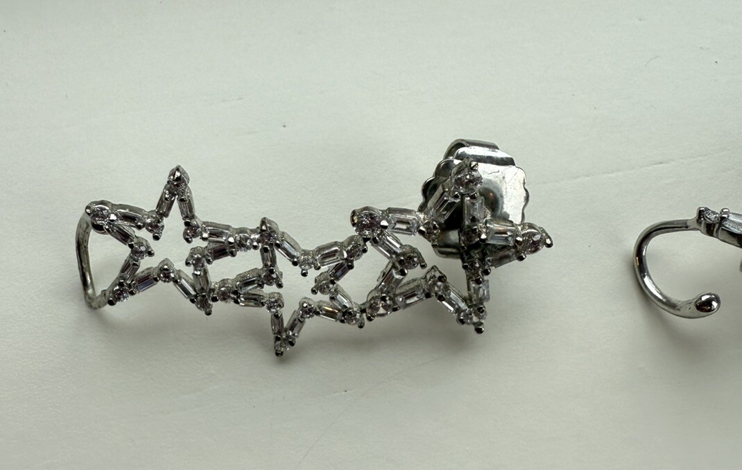 Dramatic Climbers Stars Post & Cuff Earrings Silv… - image 5