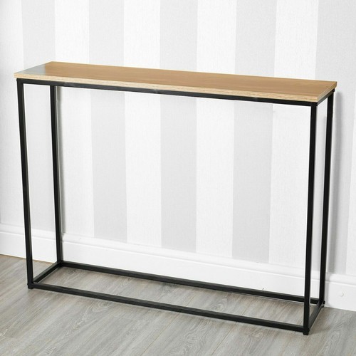 Wooden Top Console Table Hallway Living Room Bedroom Bedside Shelf Display Oak - Picture 3 of 3