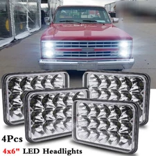 4PCS 4"X6" LED Headlights Sealed Hi -Low Beam FIT Chevy C10 Pickup 81-1987 Truck