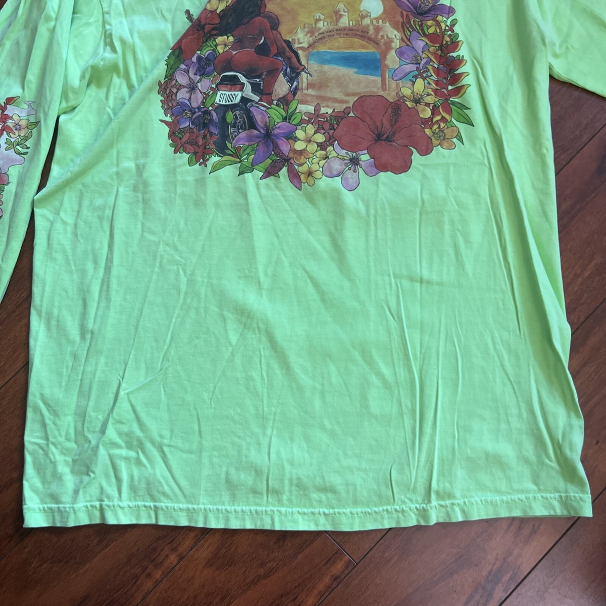 Stussy HELLSHIRE Beach Half Moon Bay Green Long Sleeve T-SHIRT 