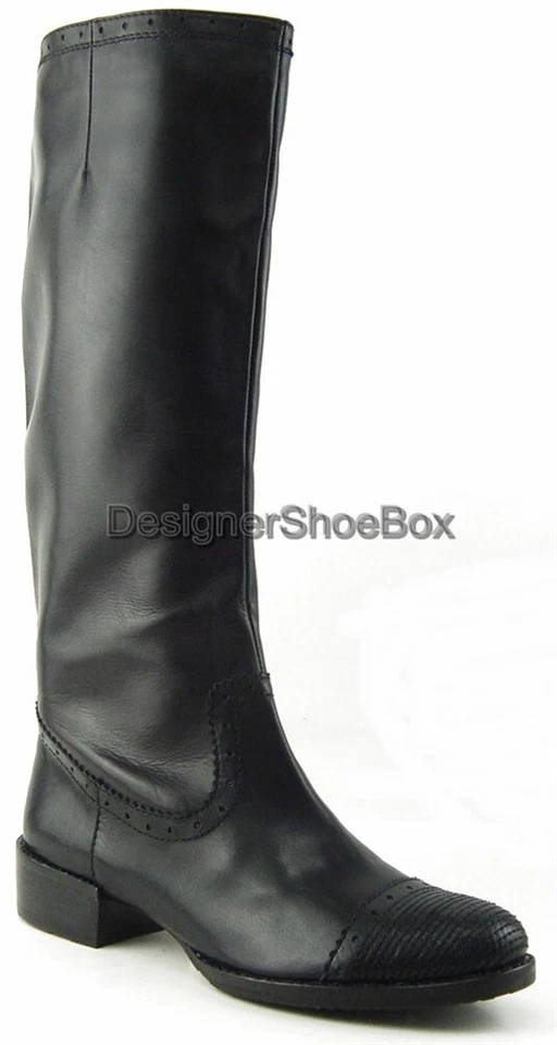 MAXSTUDIO BOLIVIA Black Leather Designer Knee High Boots WORN ONCE 7.5 - Image 2 of 3