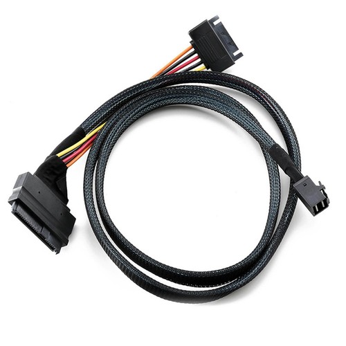 12GB/s Mini SAS Cable SFF 8643 to SFF 8639 NVMe SSD W/ 15 Pin SATA Power 50cm - Picture 5 of 11