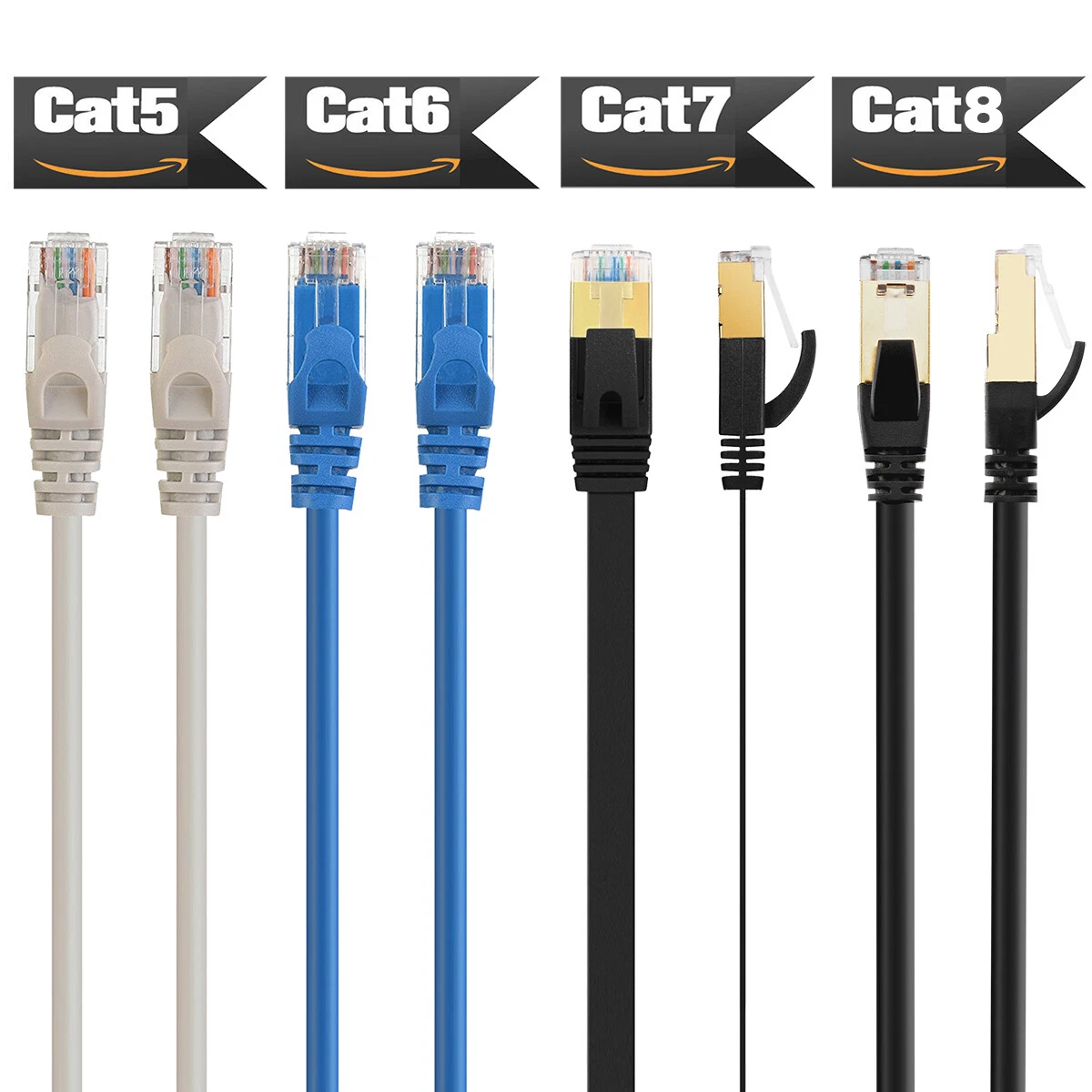 Cat 8 Cat 7 6 Ethernet Cable Shielded, Internet Network Computer Patch Cord  Lot