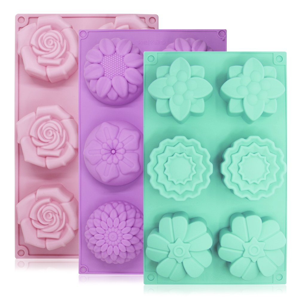 6cavity Silicone Flower Shape Cake Molds 3 Packs Mixed Flowers Silicone For Home