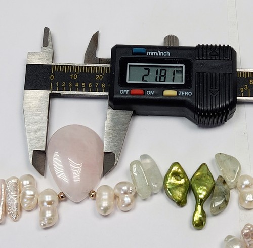 Barock Perle Rosenquarz Jade und Muschel 60" Lariat Halskette mit Perlenquasten - Bild 13 von 18