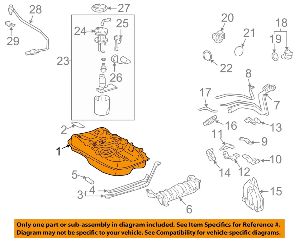 Used Fuel Tank fits: 2008 Toyota Avalon 4 cylinder Federal Grade A Foto 3 de 4