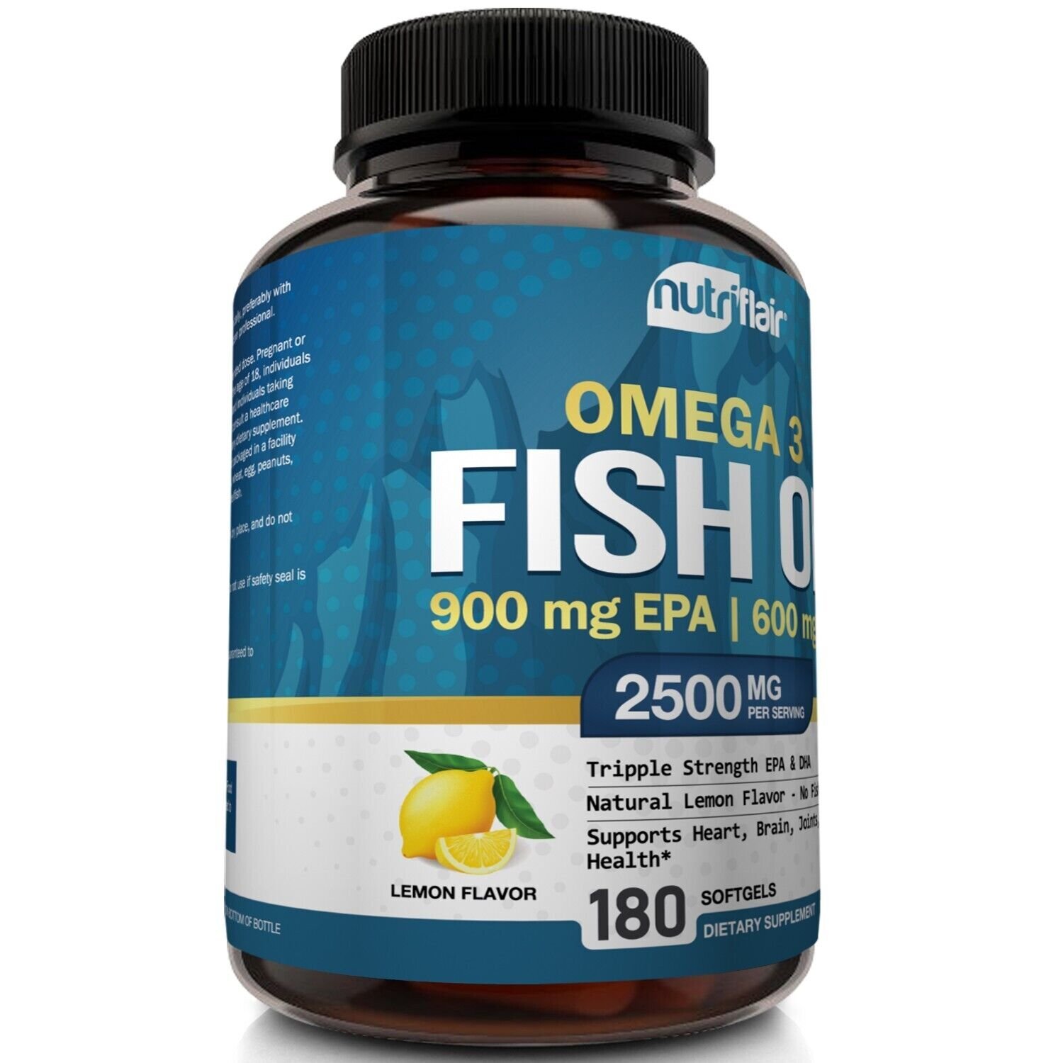 NutriFlair Omega 3 Fish Oil Supplement Lemon Flavor, No Fishy Burps