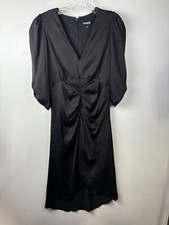 Express Evening Long Dress Womens 10 Black Stretch Long Sleeve Back Zip