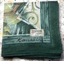 MAN HANKY GREEN JAPAN ART GEOMETRICS CLASSIC VTG COTTON POCKET SQUARE 17   M148