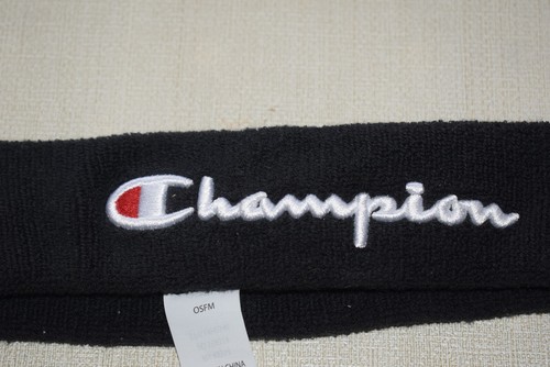 CHAMPION black sweat headband towel style elasticated - Picture 3 of 4