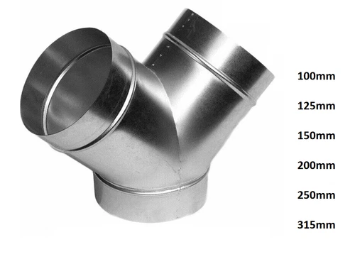 Metal Ducting Y Splitter Connector Hydroponic Extraction Y Piece