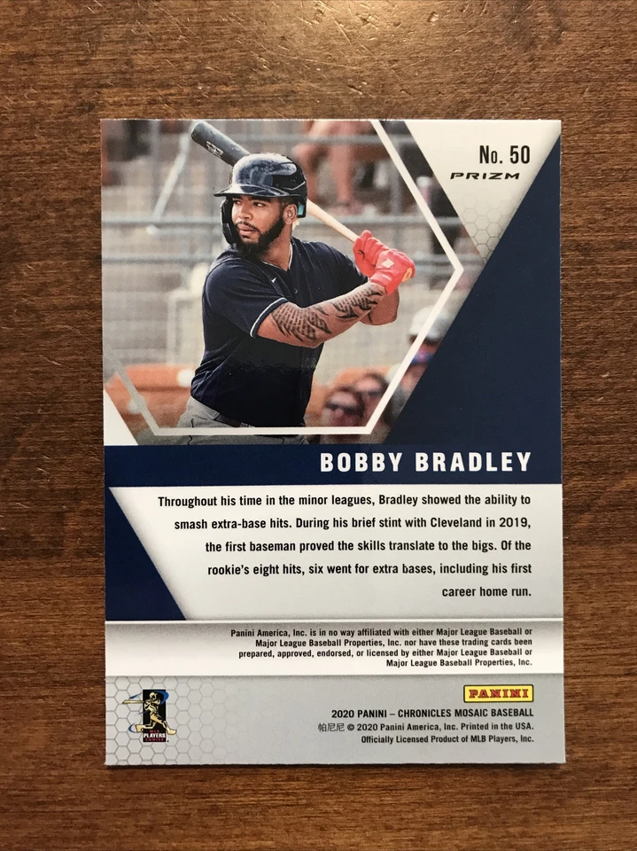 Bobby Bradley 2020 Mosaic Silver Prizm Rookie #50 Cleveland Indians Guardians RC - Image 2 of 2