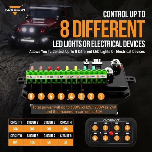 8 Gang Switch Panel Control LED On-Off Car Circuit System Universal 12/24V - Picture 11 of 12