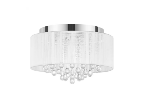 Flenniken 15 in. Integrated LED Chrome and Crystal Flush Mount Light Fixture - Picture 1 of 6