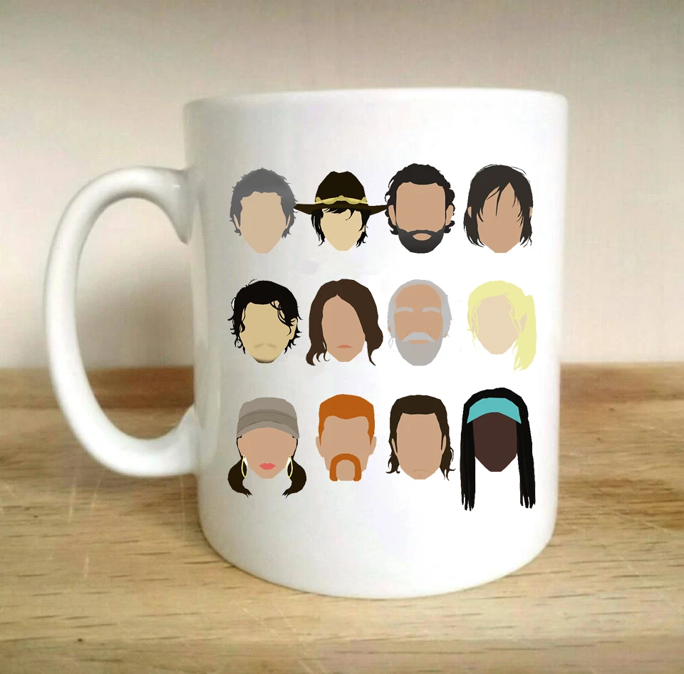 WALKING DEAD 12 CHARACTERS MUG ZOMBIE DARYL GRIMES RICK DIXON MICHONNE NEGAN NEW
