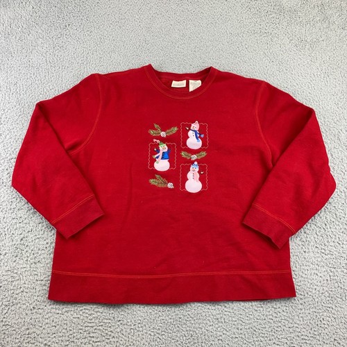 Classic Elements Sweatshirt Womens XL Red Christmas Holiday Long Sleeve Pullover - Picture 1 of 9