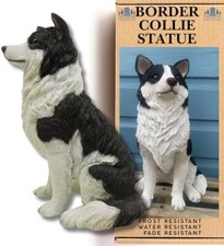 Border Collie 29.5cm Hand Painted Resin Dog Statue - Weather Resistant