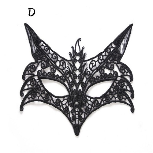 Schwarze Spitze Maske Maskenball Ösen Gesicht Augenmaske Damen Party Halloween > - Picture 15 of 23