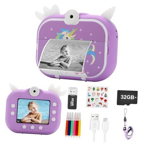 Kids Camera Instant Print, Christmas Birthday Gifts for 3-12 Year Old Purple