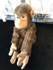VINTAGE Steiff Mohair Monkey Made In Germany HAS Button in Ear approx 6 "