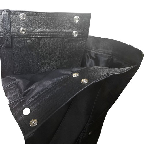 Men Leather Cosplay Gladiator Party Utility Kilt Flat Front Twin Cargo Pockets - Picture 6 of 8