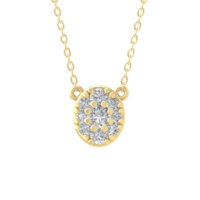10k Gelbgold im Labor gezüchteter Diamant zusammengesetzter Anhänger Halskette 18'' Silberkette