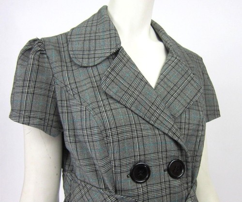 FULL TILT DOUBLE BUTTON PLAID RUFFLE WOMEN'S BLAZER TOP SIZE MEDIUM - Picture 3 of 6