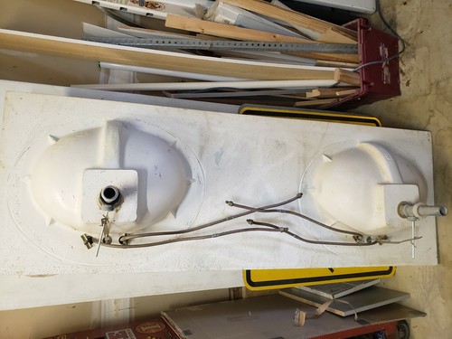 Cultured Marble Vanity Top Bathroom Double Sink White with green swirl 61x22 - Picture 2 of 2