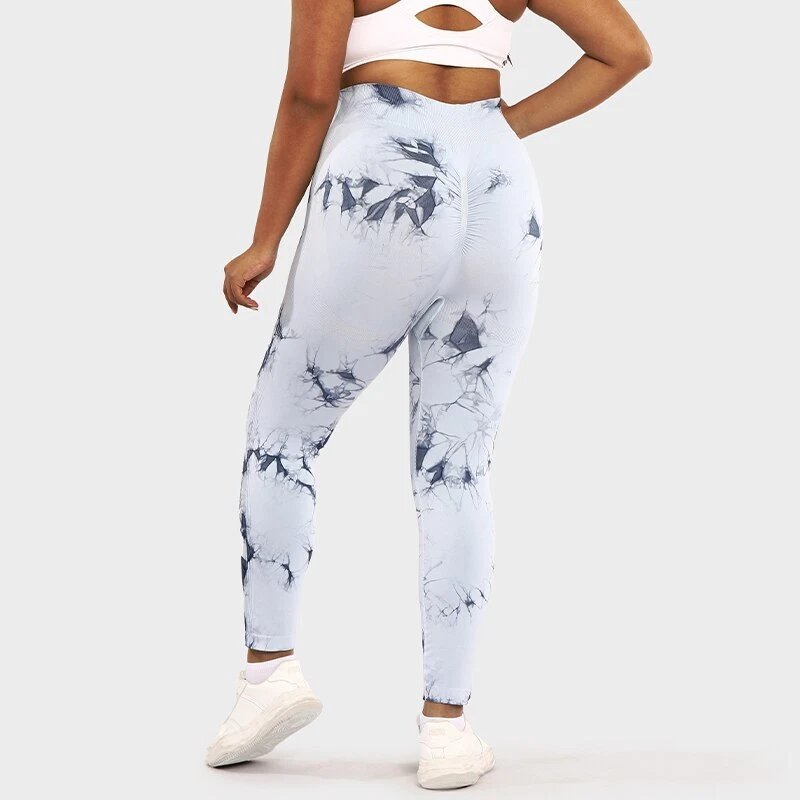 Leggings para mujer talla grande tie dye sin costuras deportes yoga pantalones gimnasio fitness L-3XL Foto 4 de 4