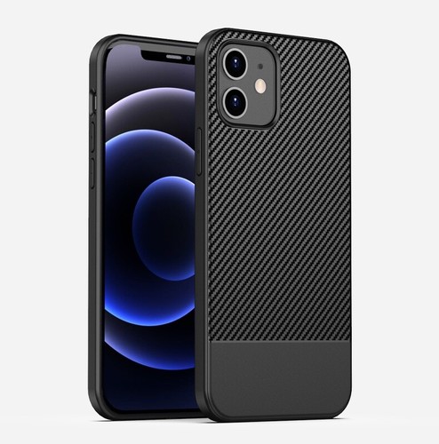 Carbon Fiber TPU Material Iphone 12/ 12 Pro Back Case Cover - Picture 1 of 5