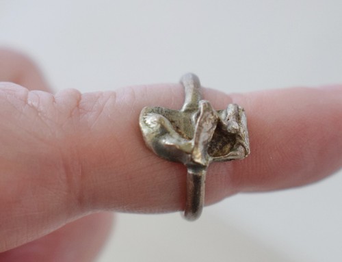Vintage Sterling Silver Brutalist artisan ring Size J.5 - Picture 2 of 10