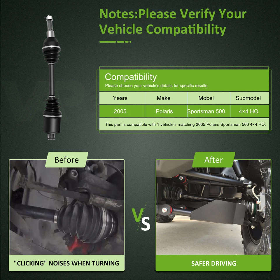 Eixo CV traseiro esquerdo direito para 1999 -2002 Polaris Sportsman 500 4x4 2000 2001 400 - Imagem 3 de 4