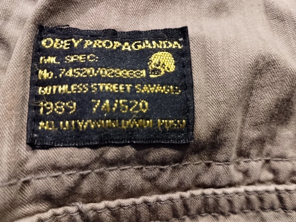 Chaqueta utilitaria Obey Propaganda talla XL marrón capucha oculta cordón manga larga Foto 4 de 4
