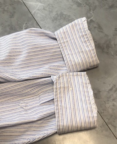 Chaps Dress Shirt 17-17 1/2 x 34/35 XL Blue Gold Stripes Classic EUC - Picture 4 of 5