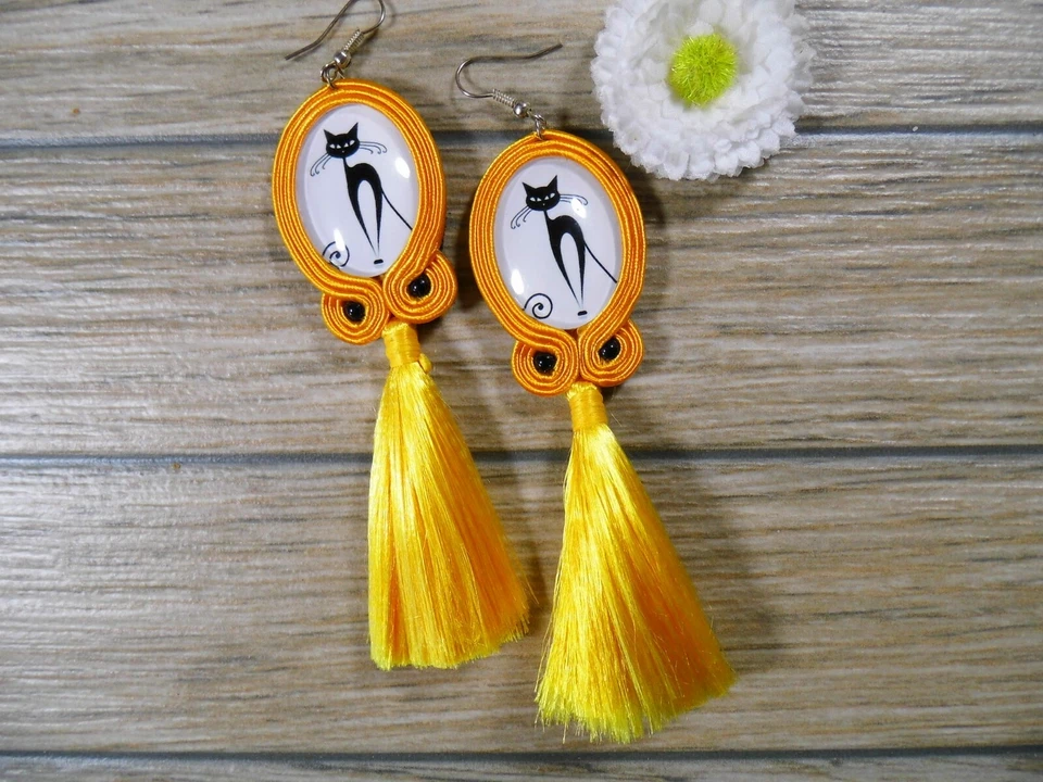 Ohrringe Technik soutache Kunsthandwerk.  - Bild 4 von 4