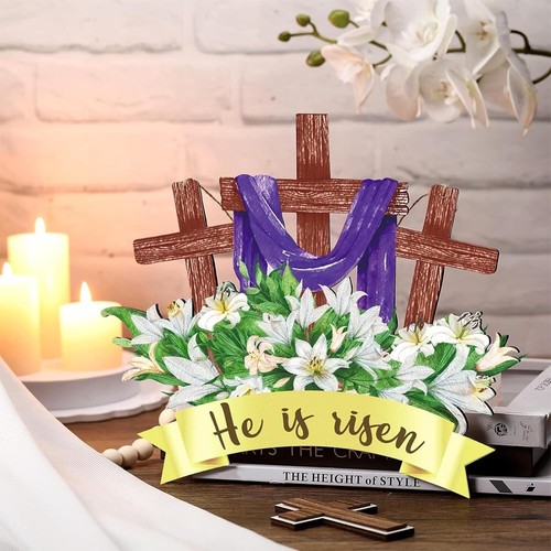 Easter He He Is Risen Wreath for Front Door Decor Religious Easter Decoration Wo - Picture 2 of 6
