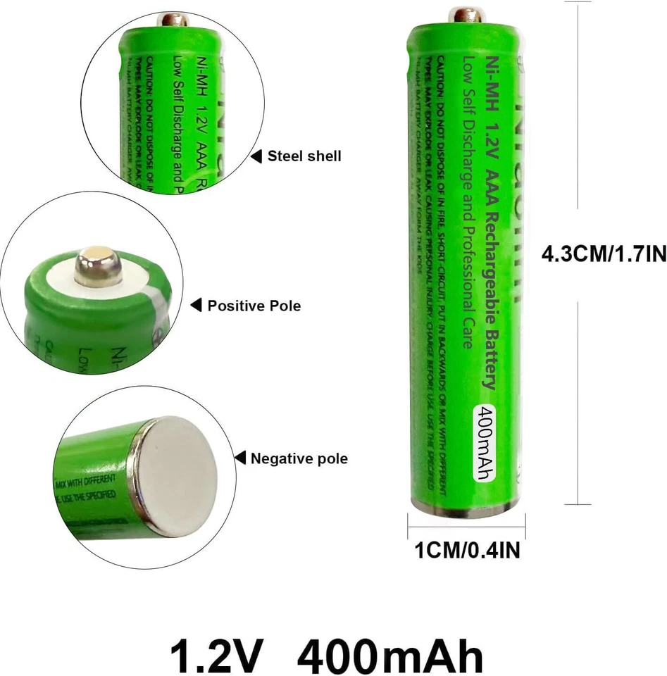 2~8X 400mAh AAA NI-MH Battery 1.2V Rechargeable for Panasonic Gigaset Mobilteile - Bild 4 von 4