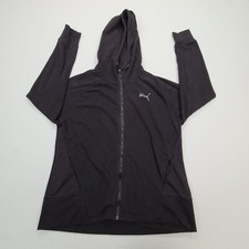 PUMA Sweater Womens Large Black Outdoors Casual Hooded Full Zip Stylish Ladies