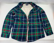Land's End Kids Child's Buttoned Sherpa Jacket - Green - Medium M Size 10-12